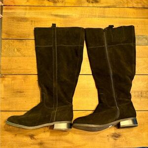 Black Suede Knee-High Boots